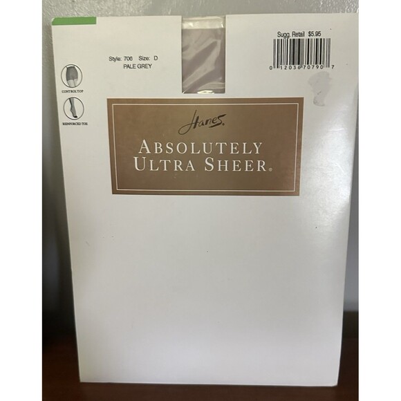 Hanes Accessories - Hanes Absolutely Ultra Sheer Pantyhose Control Reinforced Toe Size D Pale Grey